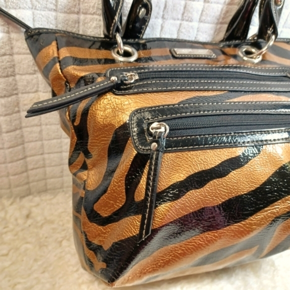 Strata Glossy Animal Print Tote Purse - Picture 9 of 12